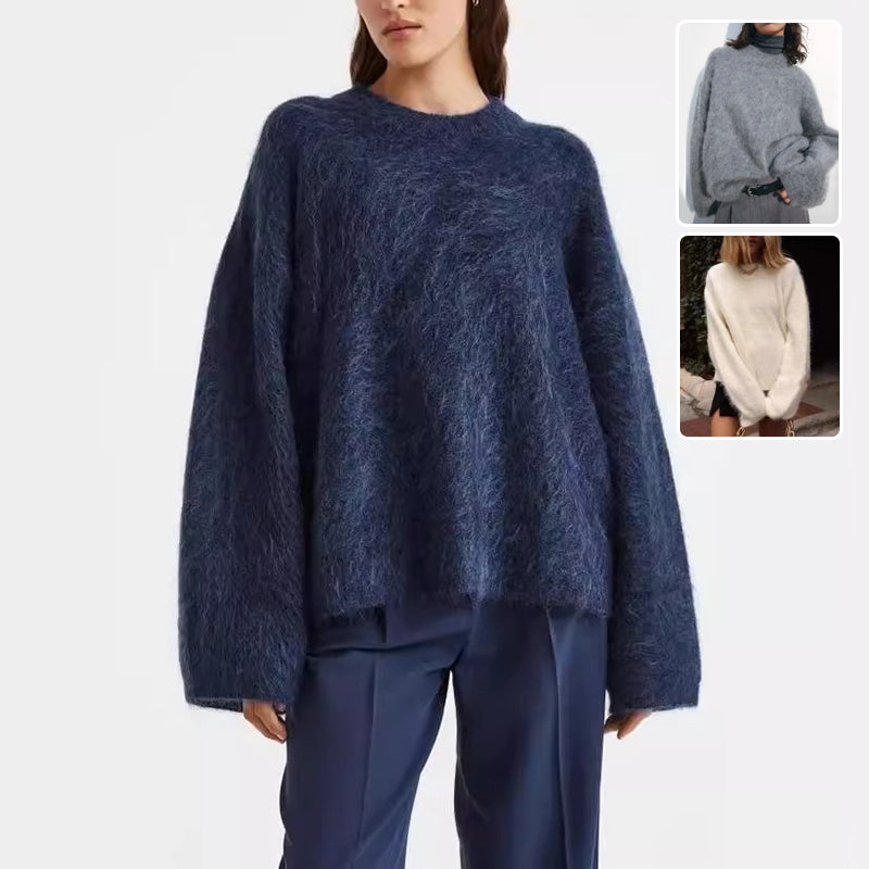 Loose Round Neck Pullover Sweater Long Sleeve Top Clothing