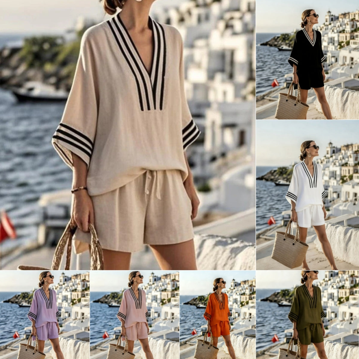 2 Piece Set Half Sleeve Oversize Pullover Top And Short