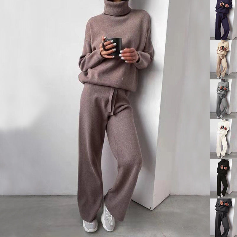 Suits Turtleneck Sweater And Drawstring Straight Pants
