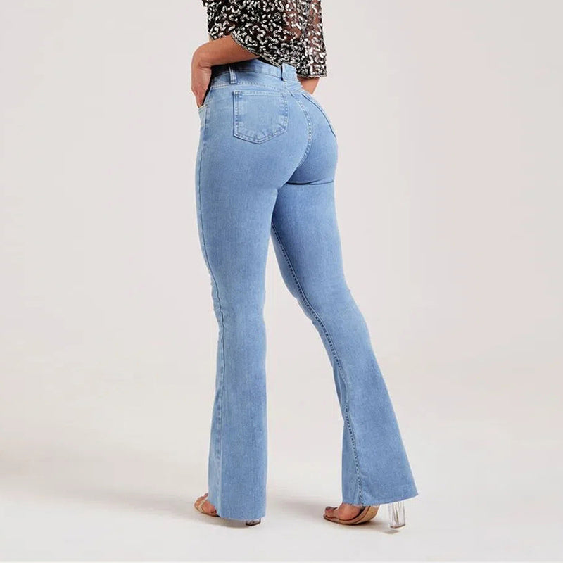 Slim Fit Stretch Light Color Bell-bottom Pants