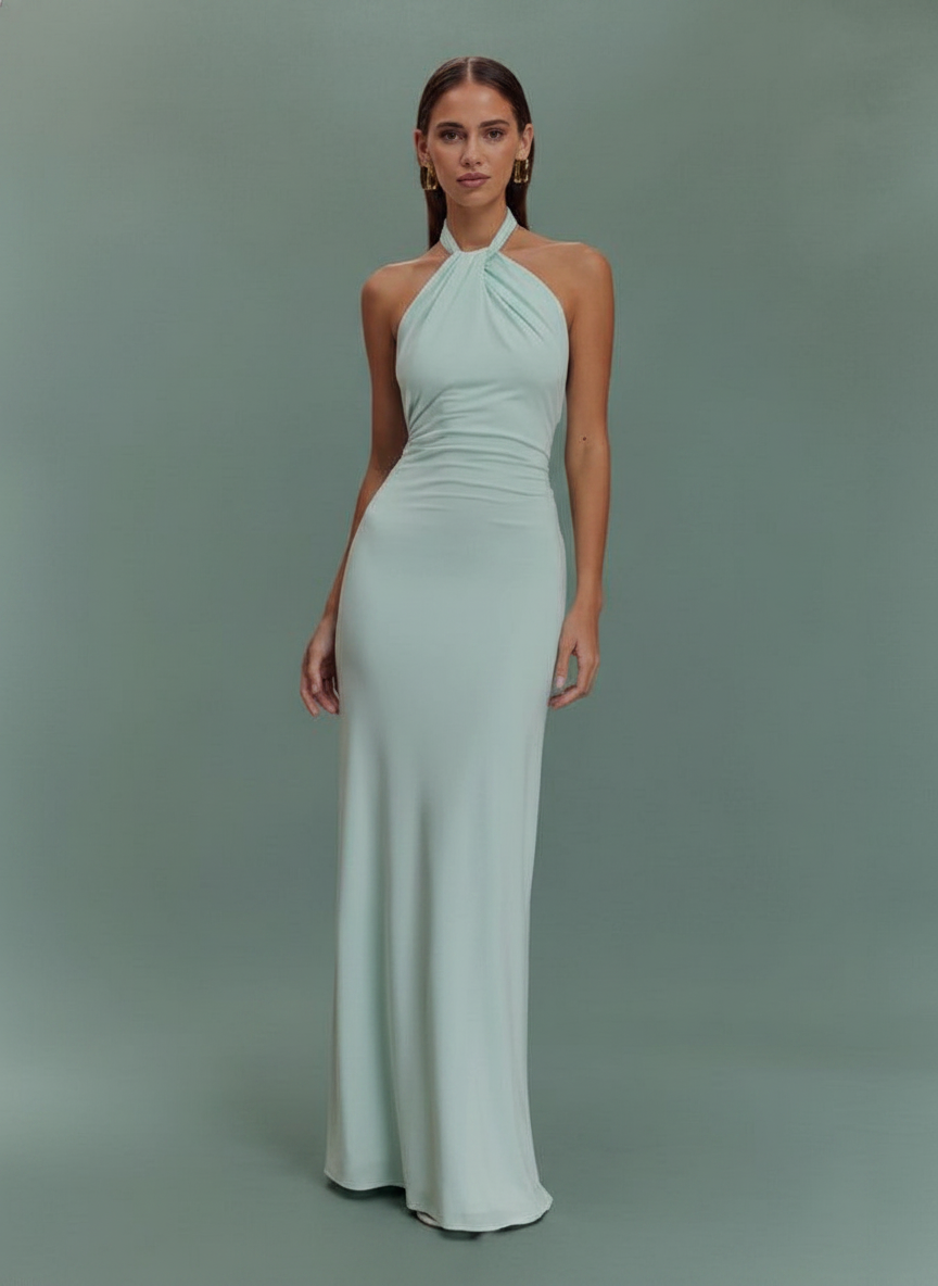 Ins Bodycon Halter Dress Sexy Backless Slim Fit Waist
