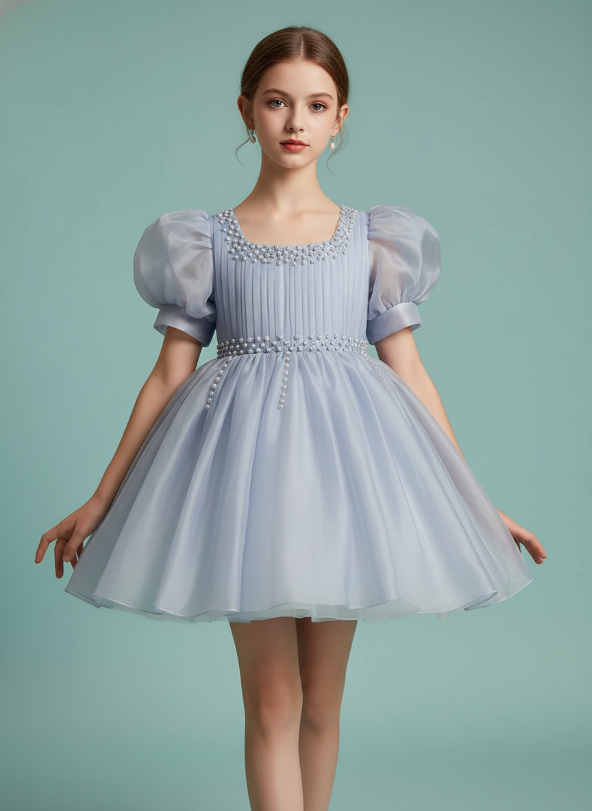 French Puff Sleeve Puffy Gauze Princess Dress