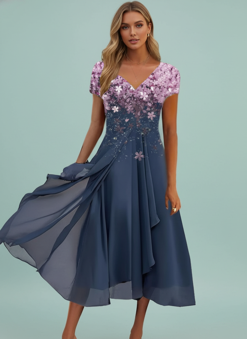 Chiffon Patchwork Floral Dress