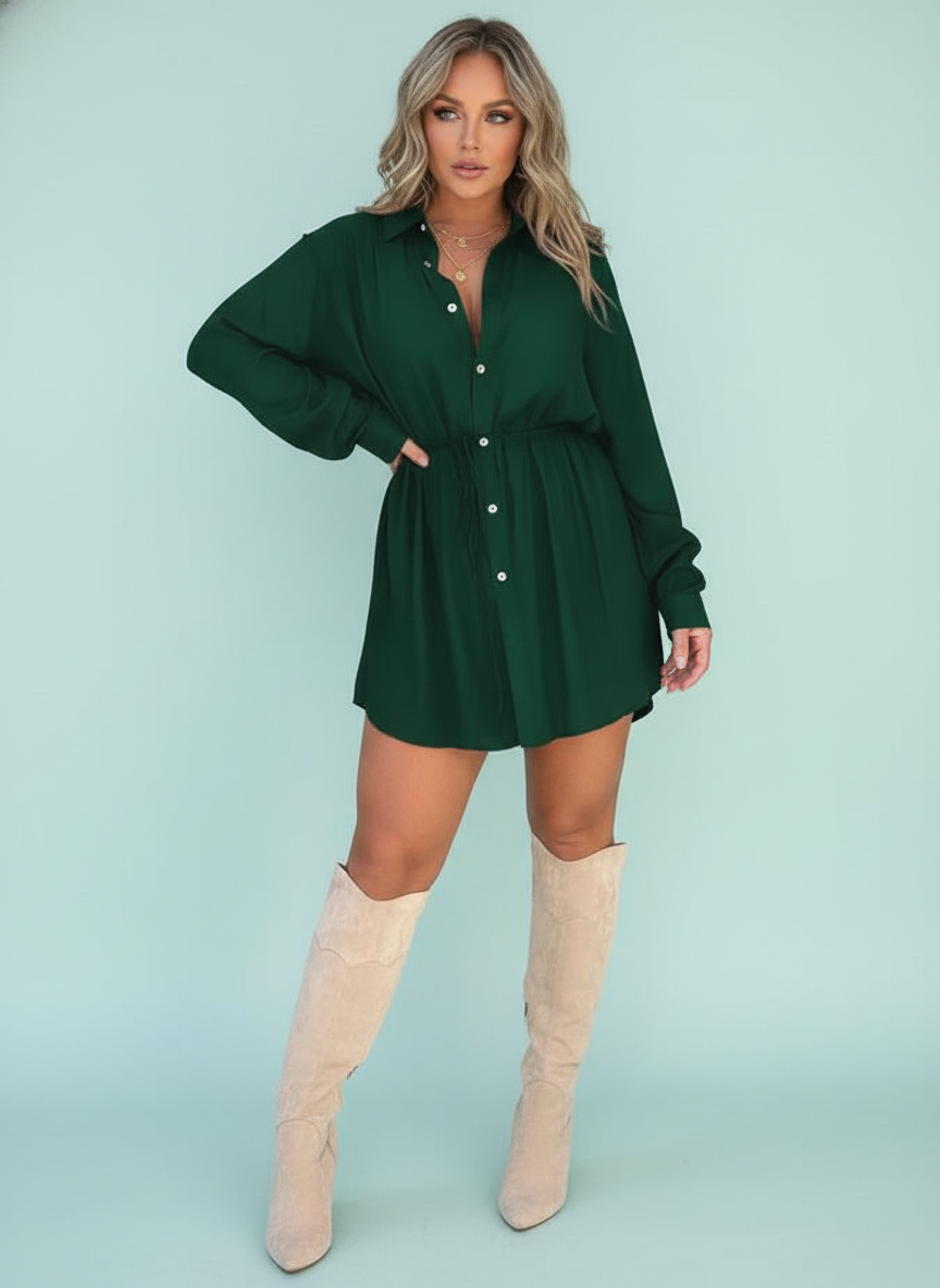 Long Sleeve Jumpsuit With Button Shirt Dress