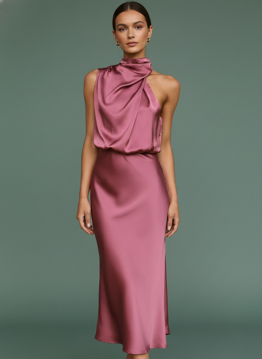 Sleeveless Halter Neck Dress Temperament Evening Dresses