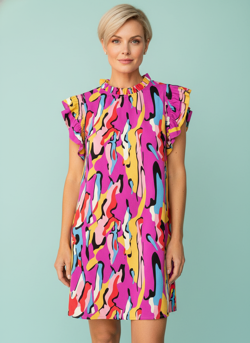 Ruffle Sleeve Dress