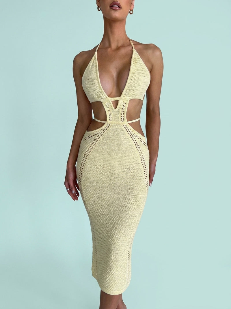 Chest Cut Out Panel Lace Up Dress