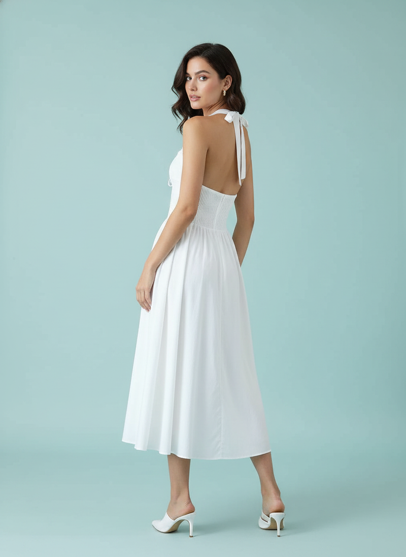 French Floral Halter Dress