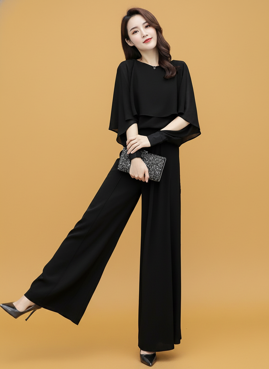 Fashionable Wide Leg Pants Suit