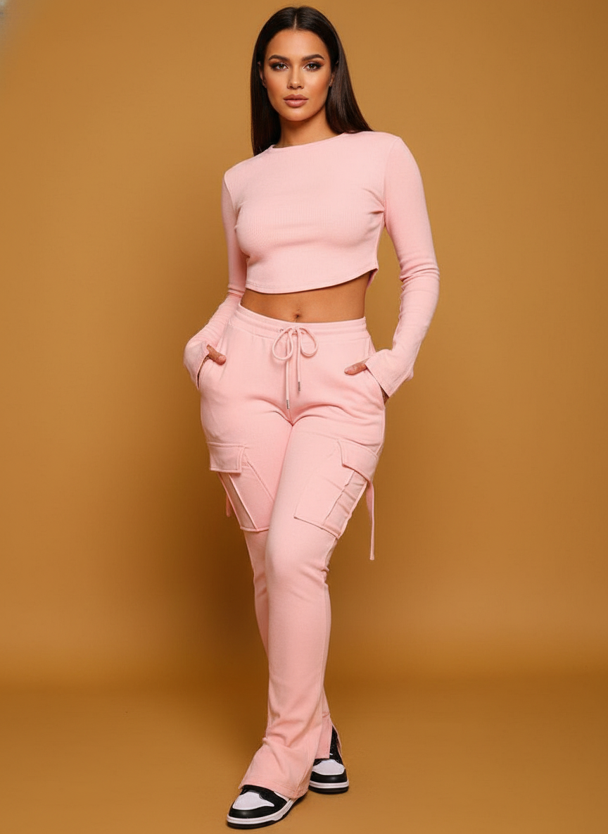 Cargo Pants With Pockets High Waist Drawstring Wide Leg