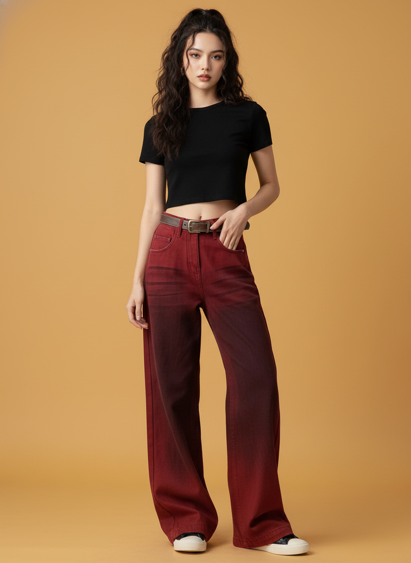 Loose High Waist Slimming Straight Leg Wide Floor Pants