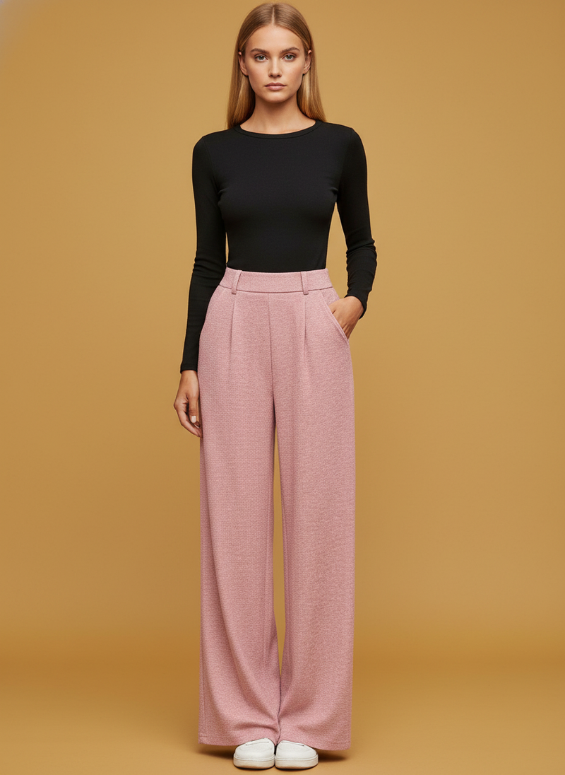 Solid Color Straight-leg Wide-leg Pants