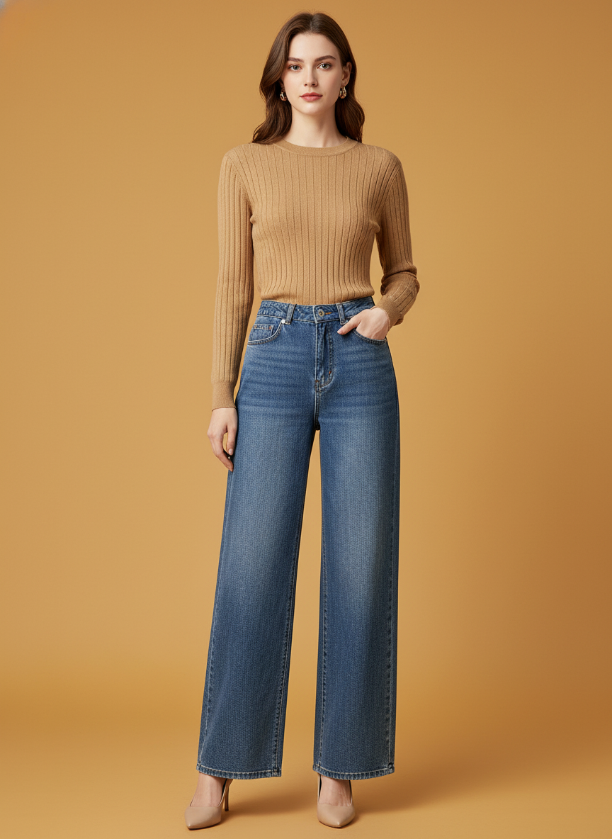 Retro Blue Straight Jeans