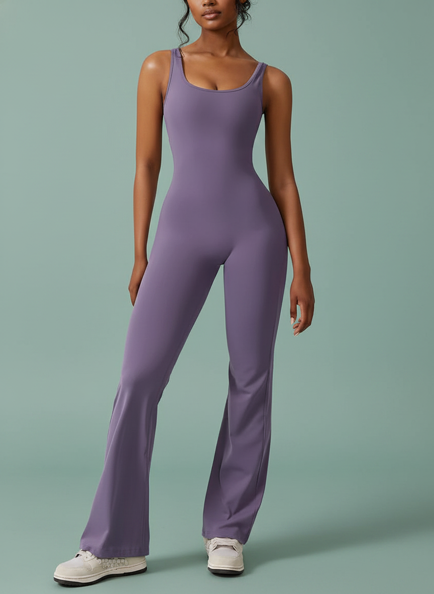Sleeveless Flare Jumpsuits Fitness Yoga Long Pants