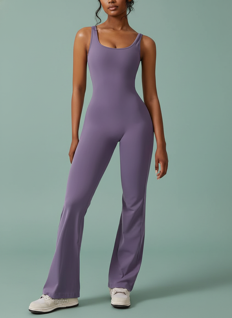Sleeveless Flare Jumpsuits Fitness Yoga Long Pants