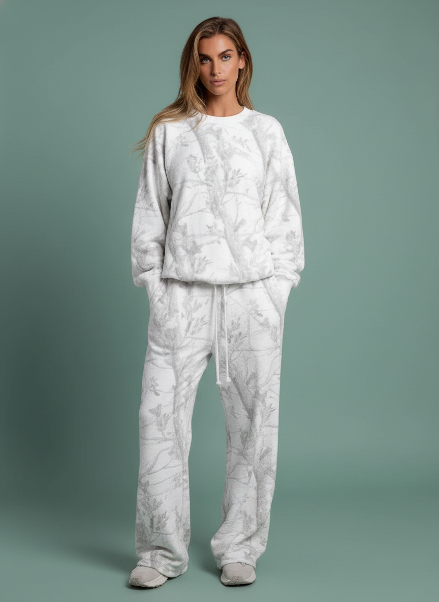 Two Piece Sets Camouflage Hoodie Maple Leaf Print