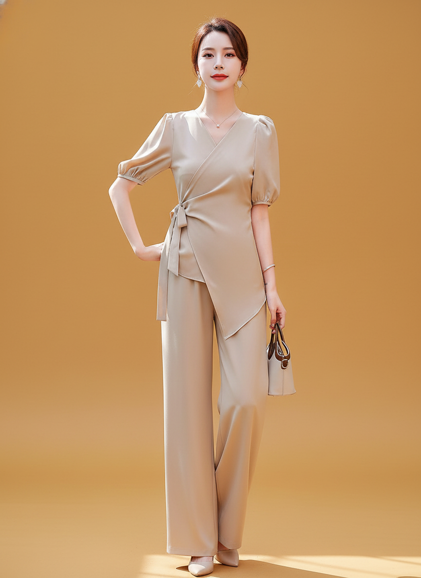 Fashionable Elegant And Capable Wide-leg Pants Two-piece Set