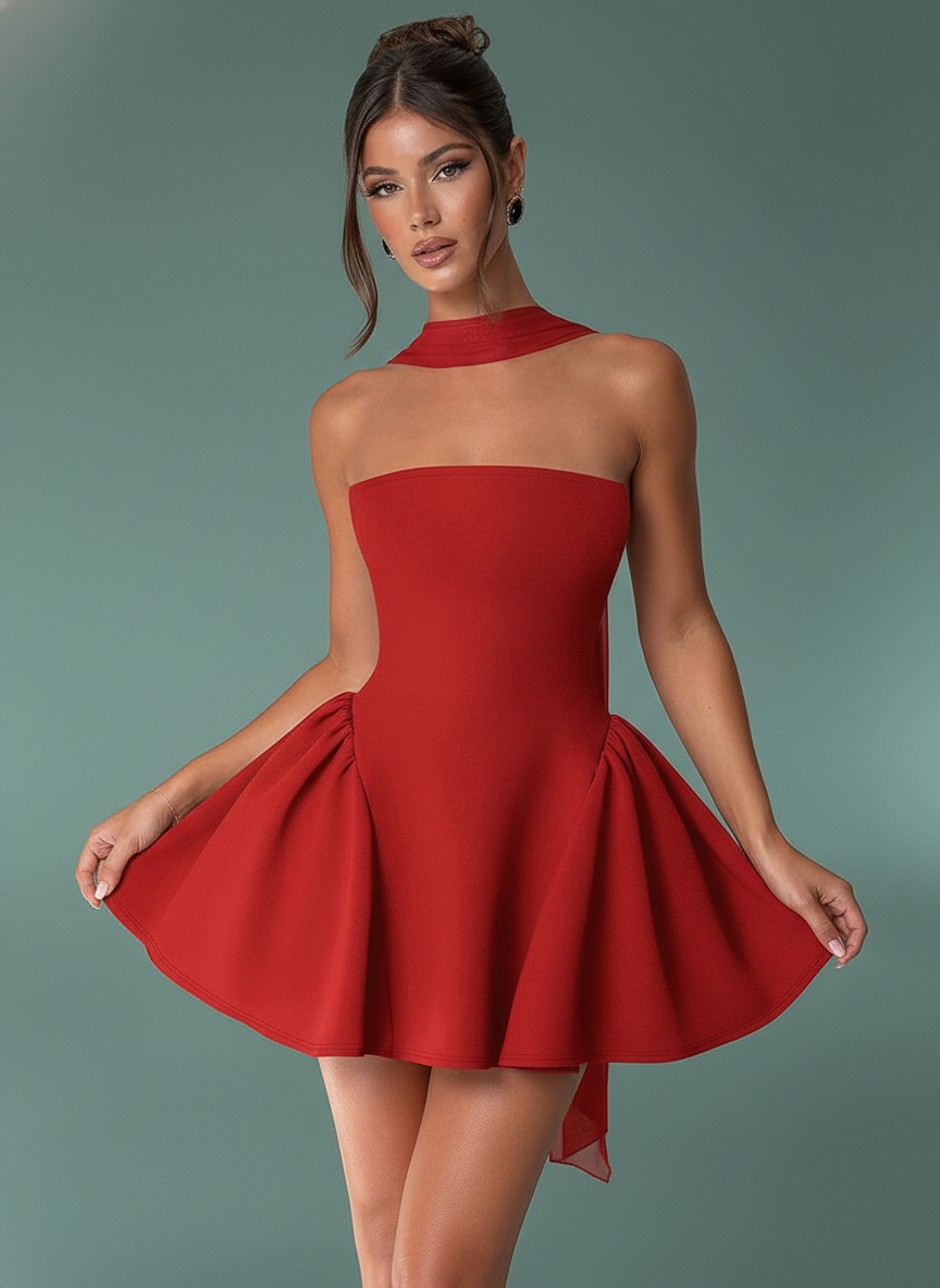 Sexy Tube Top Dress With Back Zipper Design Ins Short For