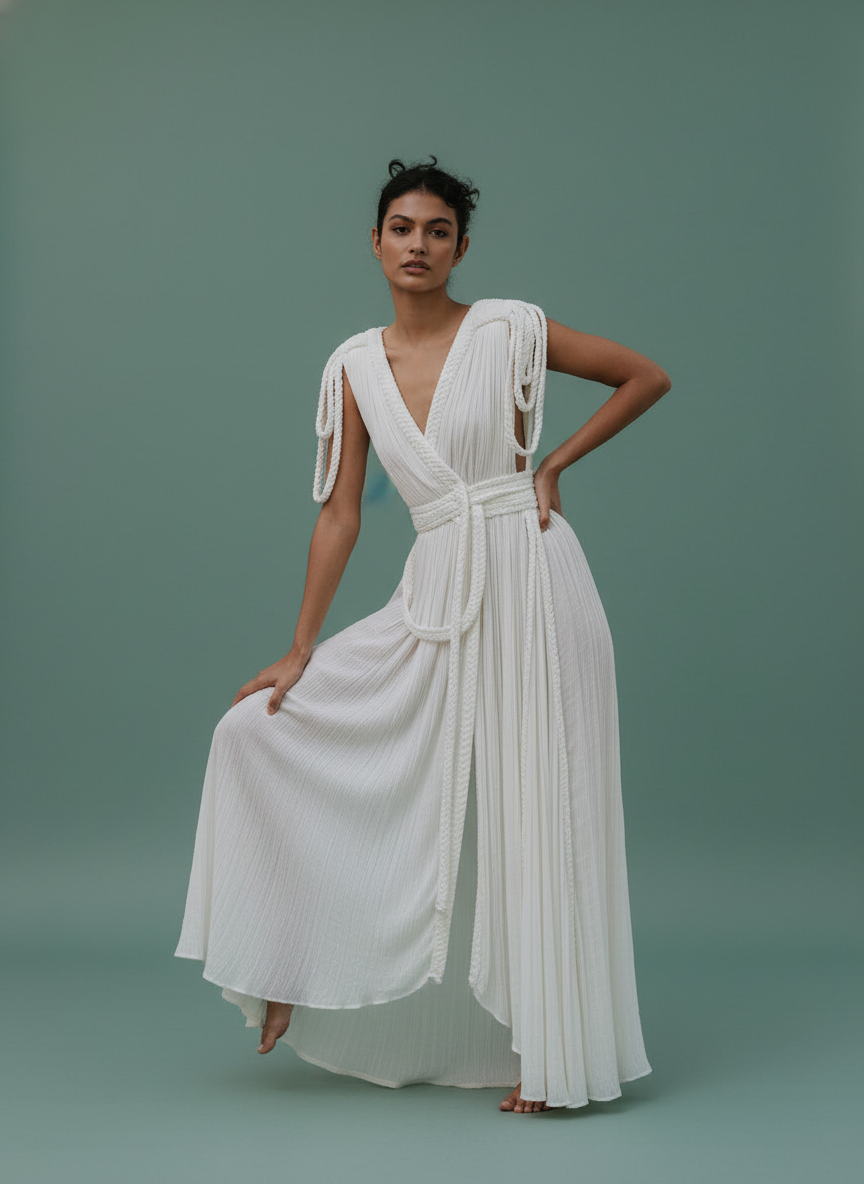Rope Strapless Sexy Halter Loose Vacation Beach Dress