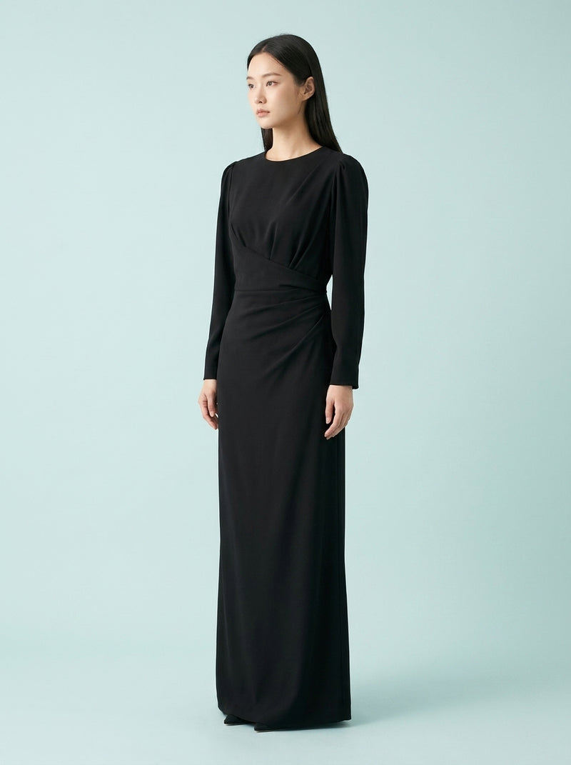 Pleated Long Sleeve Dress