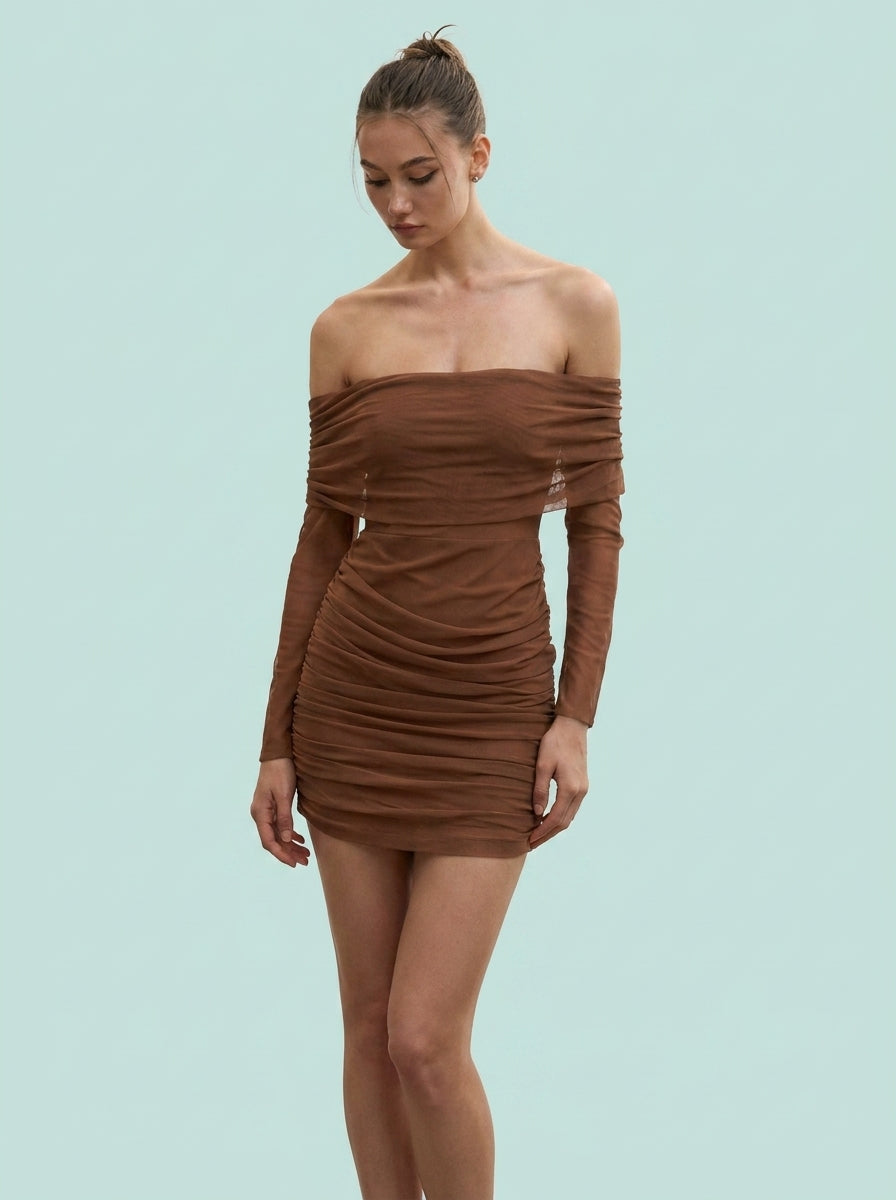 Long Sleeve Pleated Dress Clothing
