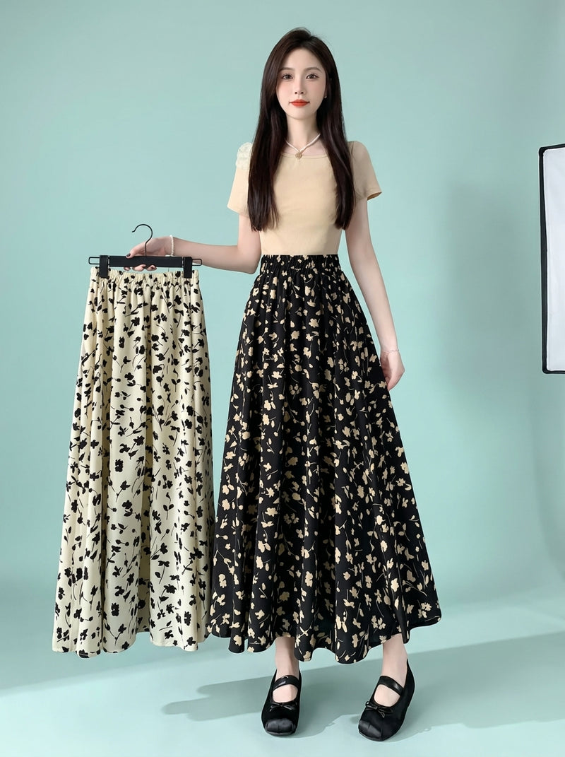 French Floral A- Line Chiffon Dress
