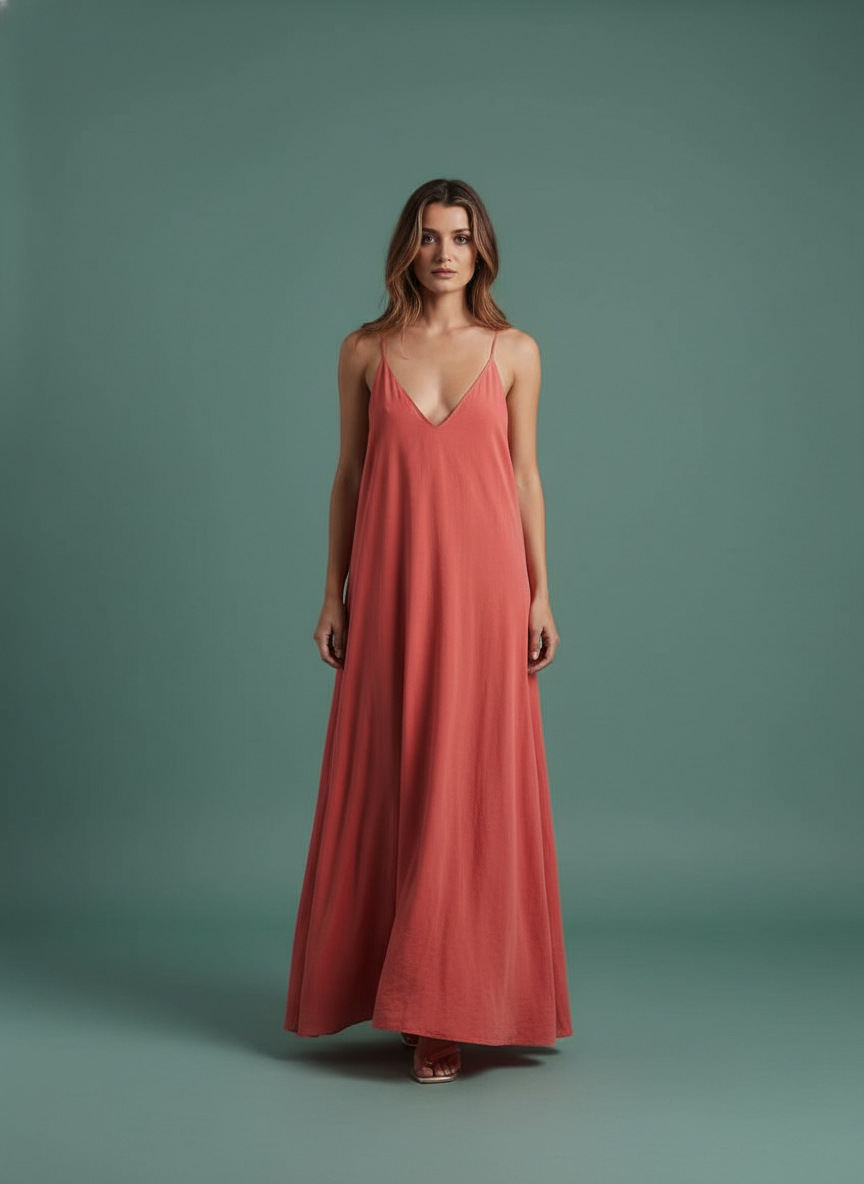 All-matching Camisole Elegant Midi Skirt Dress Solid Color