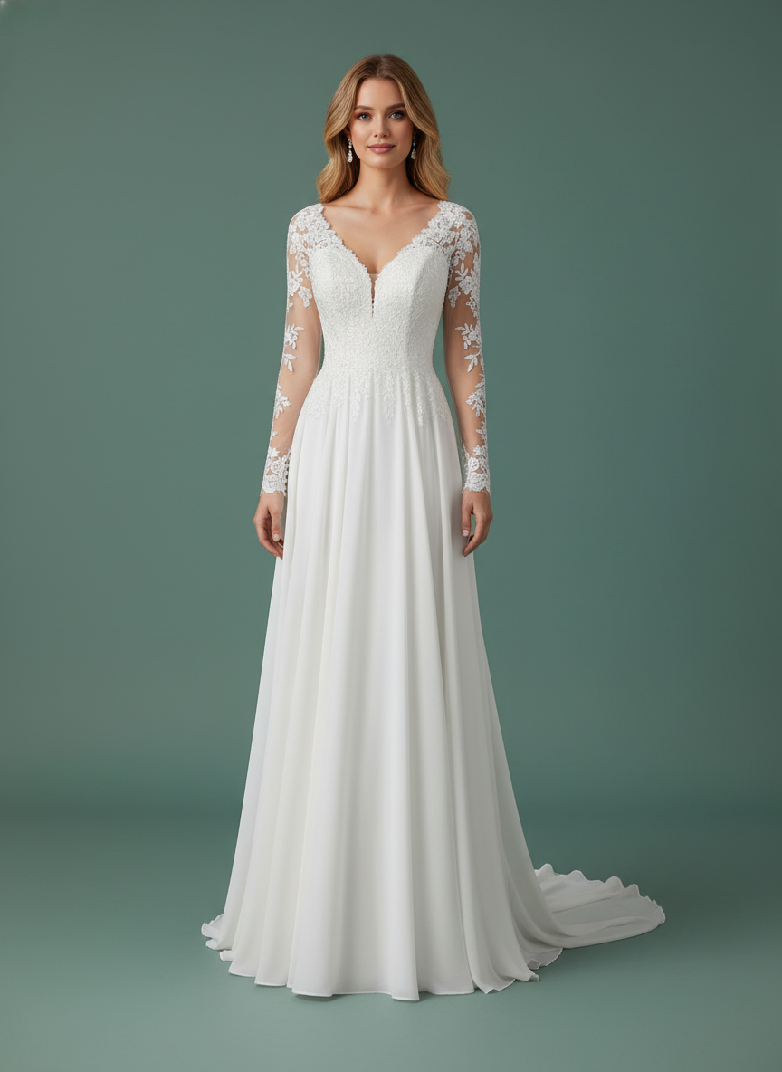 Sexy Backless Deep V-neck Wedding Dress White Evening