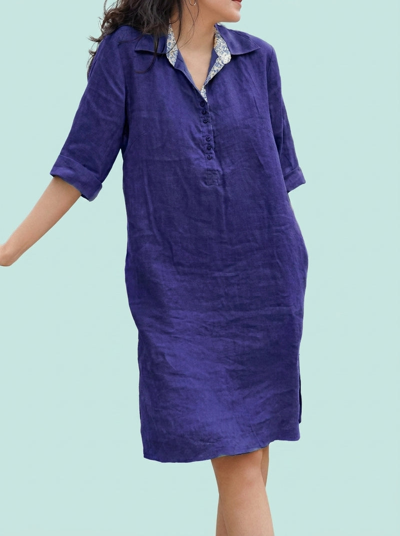 V-neck Loose Mid-length Dress