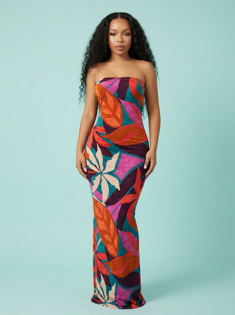 Printed Dress Chest Wrap