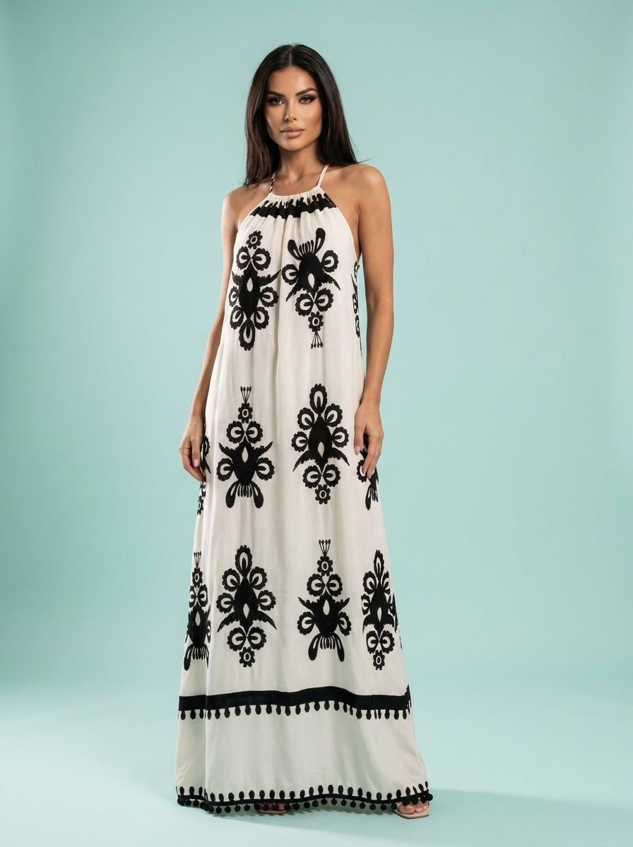 European And American Printing Slip Dress