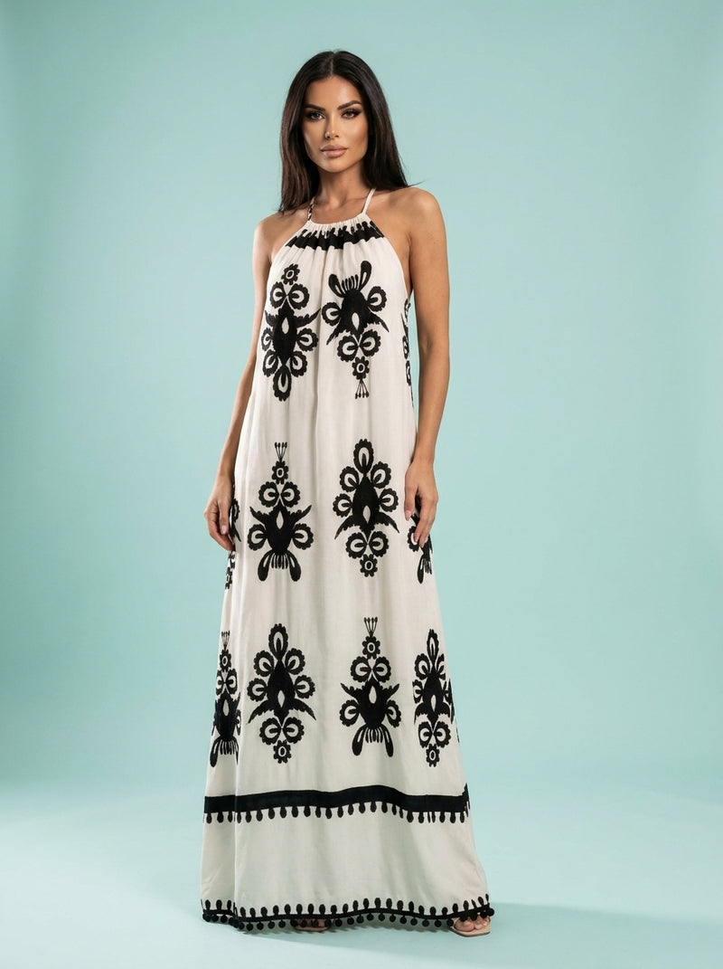 European And American Printing Slip Dress