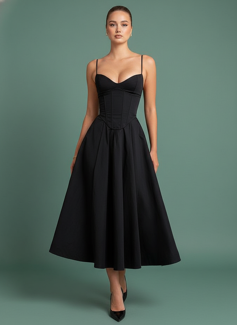 Split Waist Slimming Slip V-neck Backless Dress