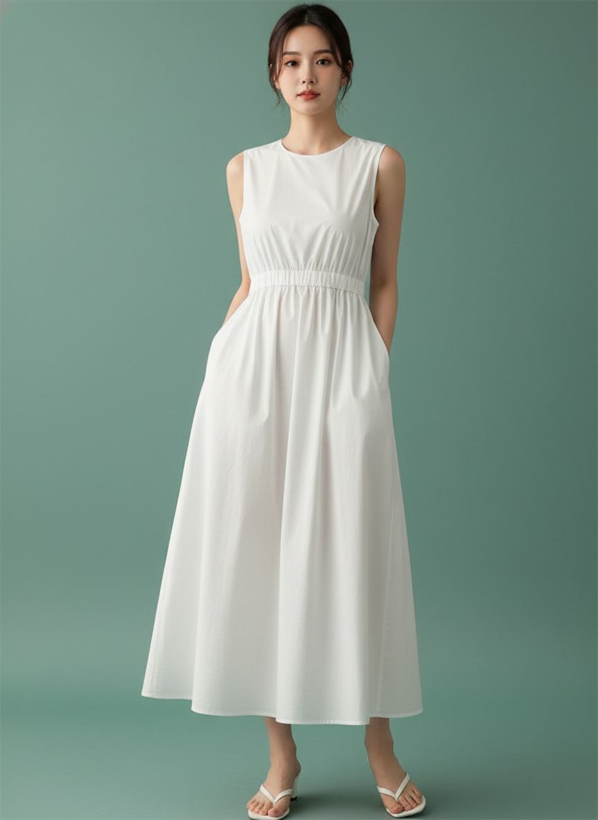 Pocket Sleeveless Vest Dress