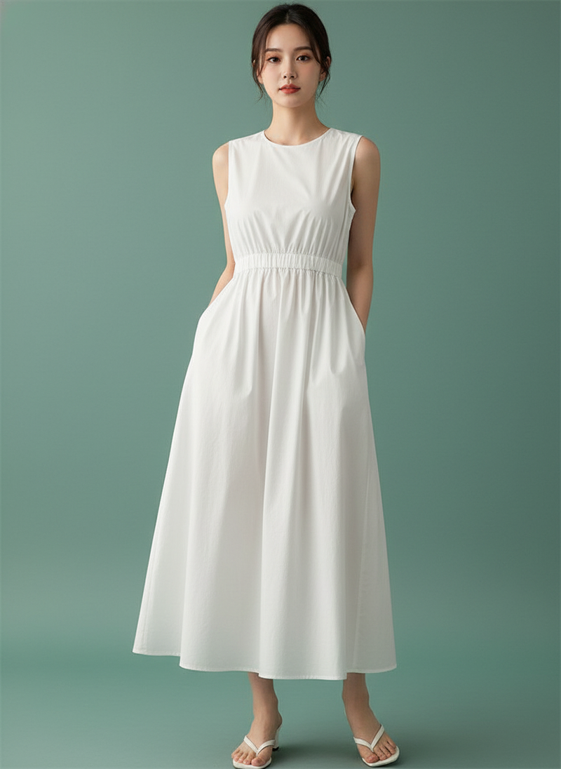Pocket Sleeveless Vest Dress