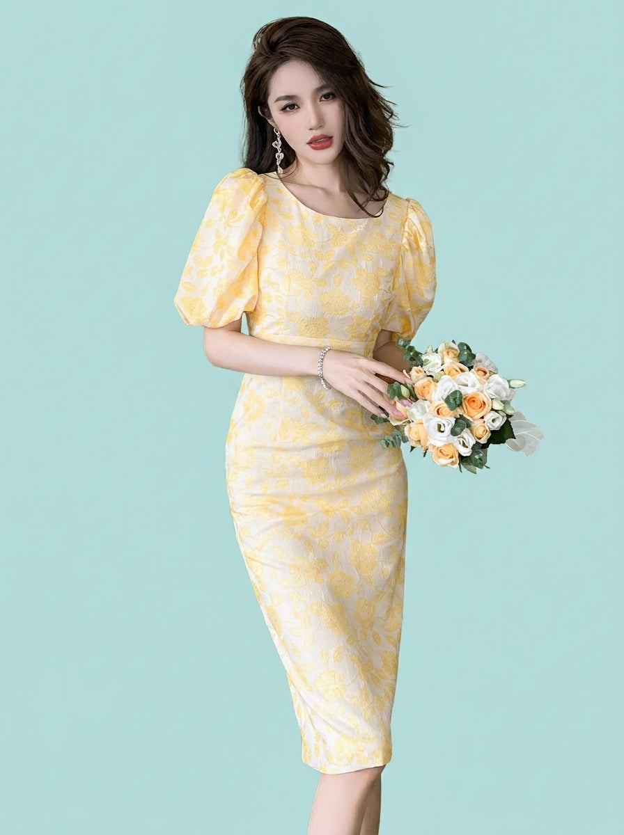Slim Fit Puff Sleeve Dress