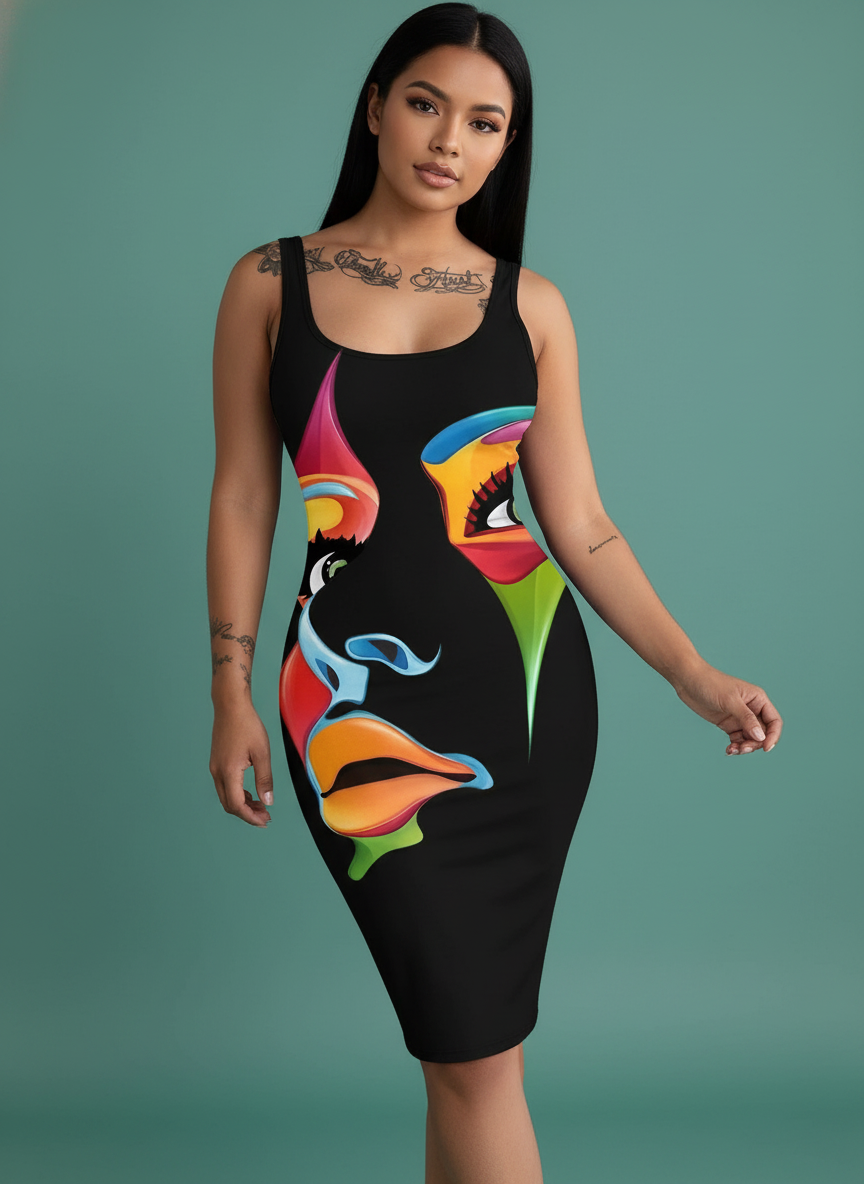 Letter Print Sleeveless Dress