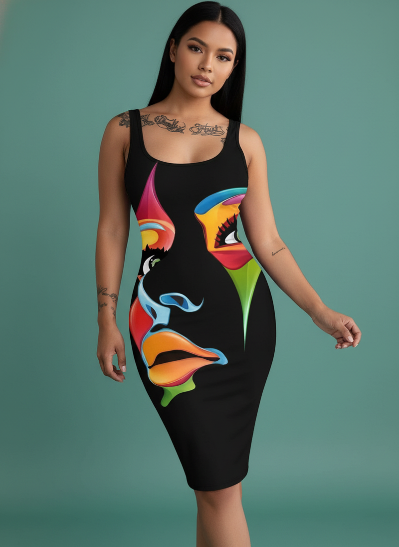 Letter Print Sleeveless Dress