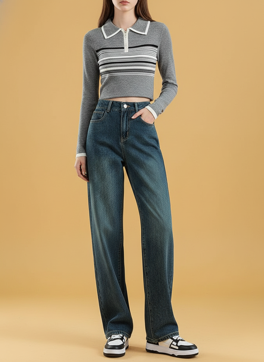 Thin Elastic Waisted Jeans