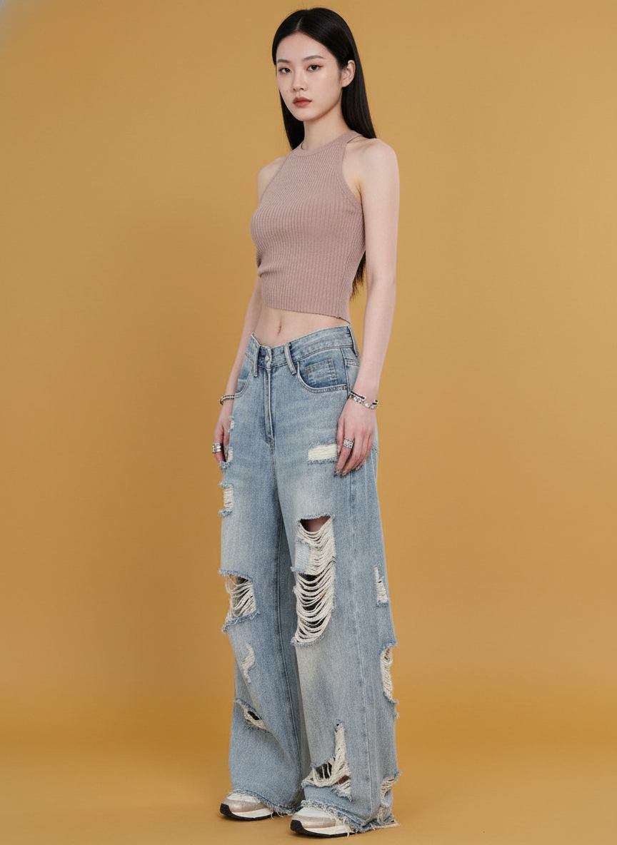 Straight Loose Slimming Wide-leg Pants
