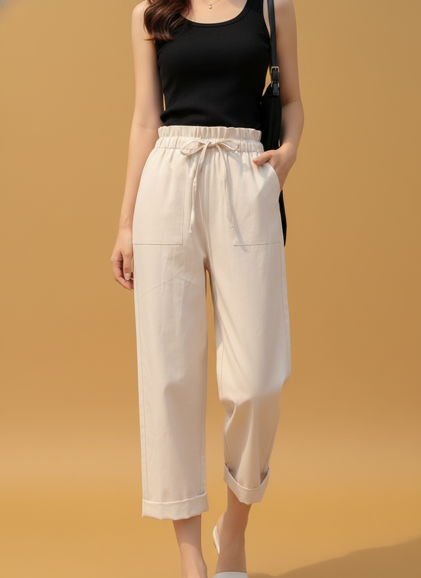 Cotton Cropped Trousers Loose Harem Pants Thin Section