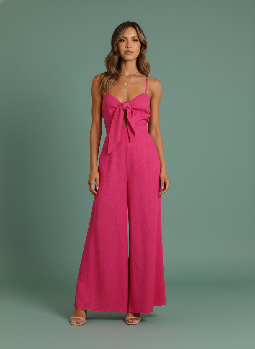 Tied Spaghetti-strap Jumpsuit