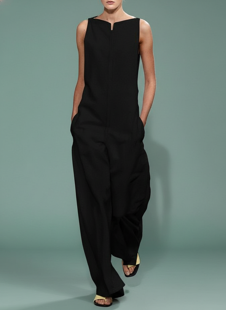 Classic Solid Color Sleeveless Jumpsuit