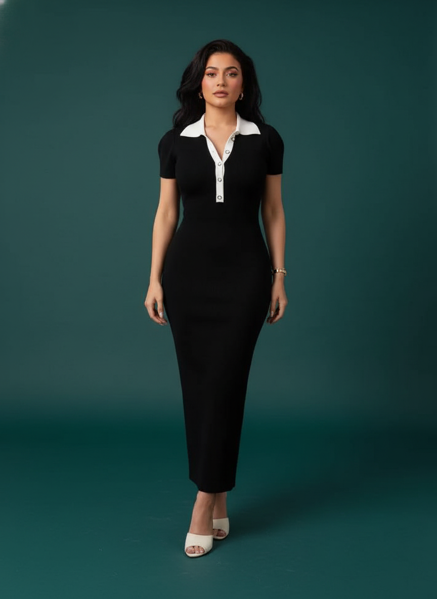 Long Single-breasted Knitted Dress