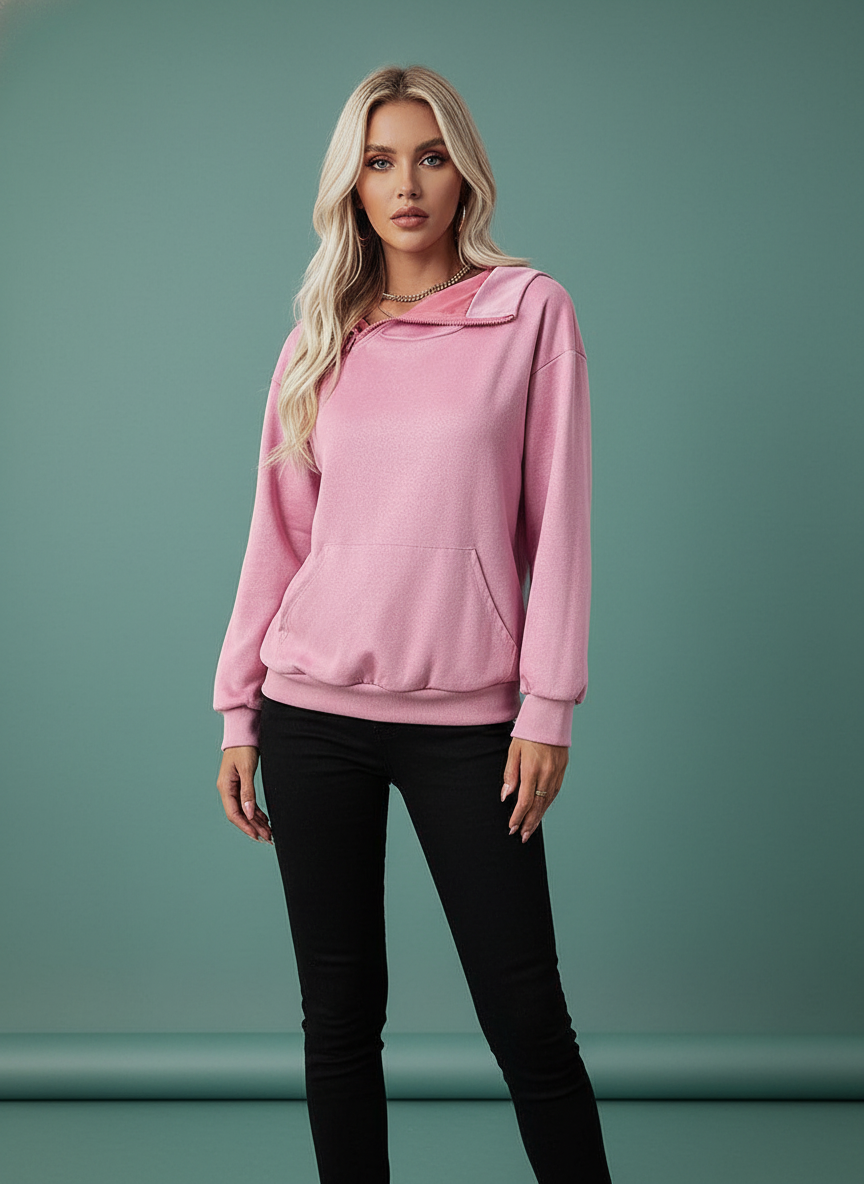 Valentine' Day Sweater Zipper Pocket Hooded