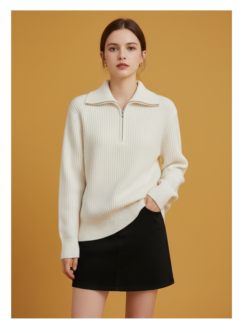 Zipper Sweater Loose Outer Wear