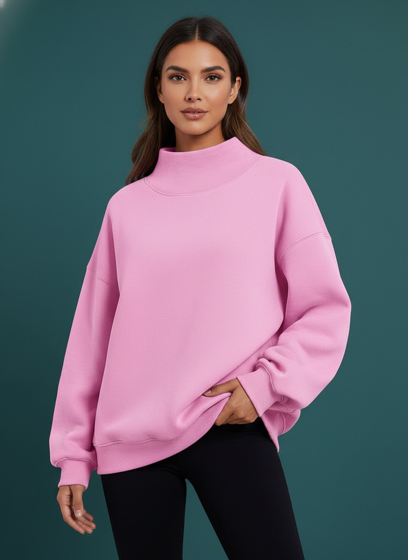 Pullover Sweatshirt Solid Color Loose Tops Round Neck