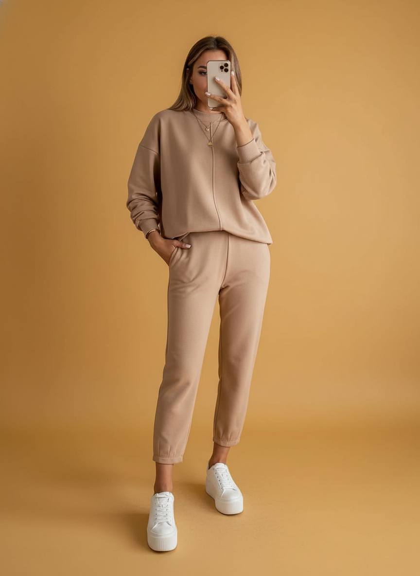 Loose High Waist Ankle-tied Track Sweatpants Hoodie Coat