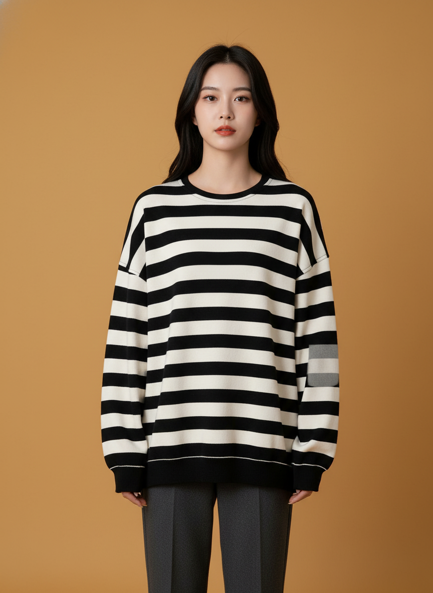 Retro Printed Crew Neck Sweatshirt
