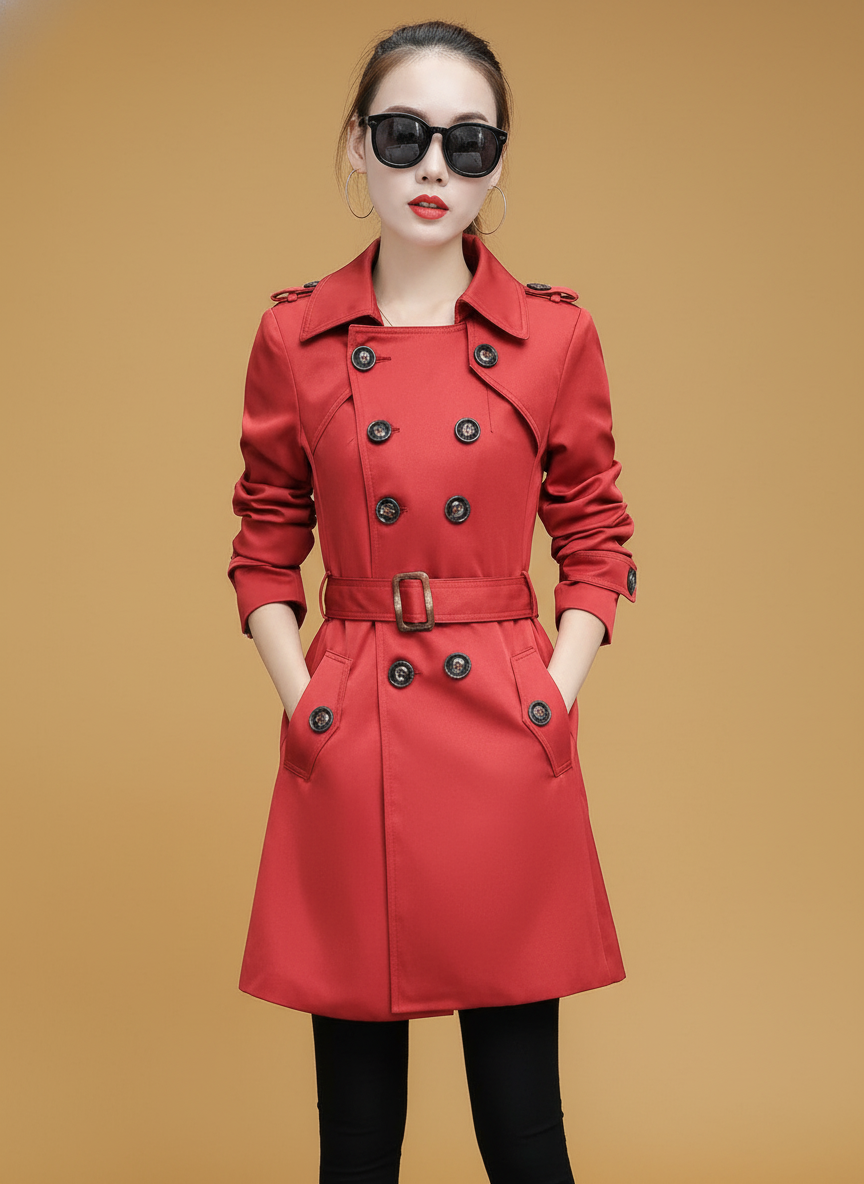 Slim Trench Coat Plus Size Mid-length